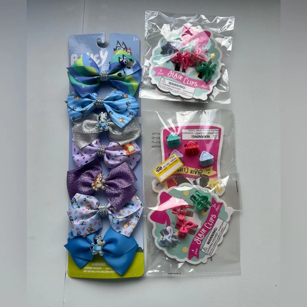 Girls' Bluey 7pk Hair Bow Set and Clips